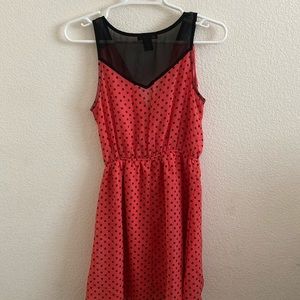 Red polka dotted dress